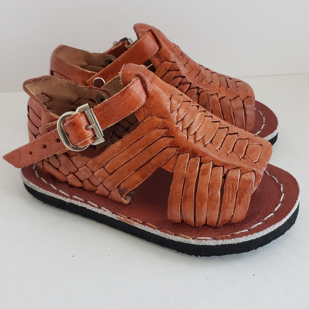 Huaraches Baby 3c Boys Girls Handmade Leather Fisherman Toddler Sandals VGUC